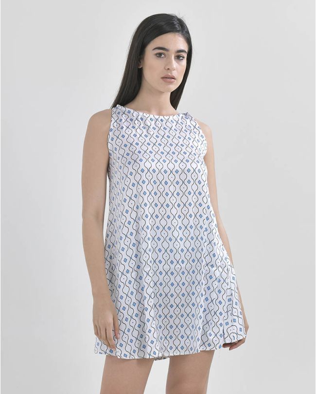 OPEN SHOULDER DRESS IN WHITE COLOR WITH EYES