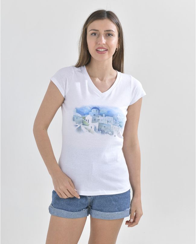 ΜΠΛΟΥΖΑΚΙ ΛΕΥΚΟ ΜΕ ΤΥΡΚΟΥΑΖ ΝΗΣΙ S/M (100% COTTON)