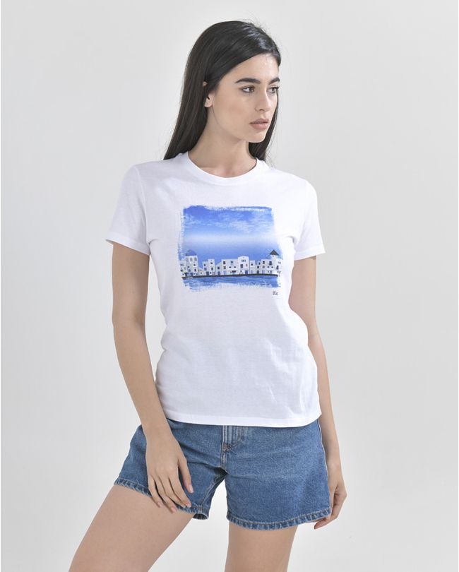 ΜΠΛΟΥΖΑΚΙ ΛΕΥΚΟ ΜΕ ΜΠΛΕ ΝΗΣΙ M/L (100% COTTON)