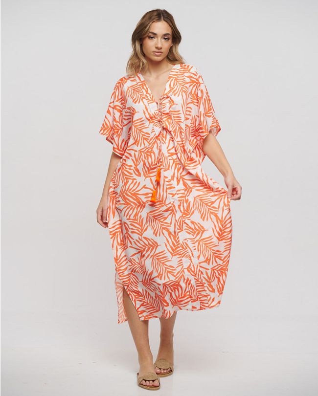 ΦΟΡΕΜΑ ΜΑΚΡΥ ΛΕΥΚΟ/ΠΟΡΤΟΚΑΛΙ ONE SIZE (100% POLYESTER)