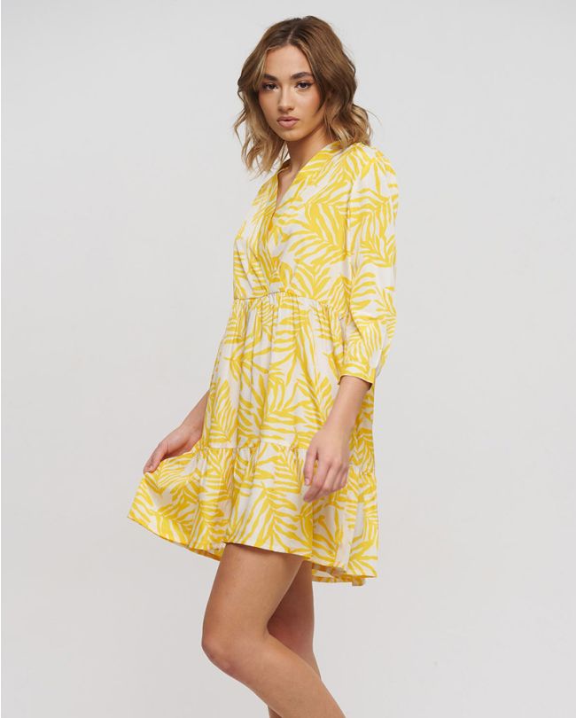 DRESS IN WHITE/YELLOW COLOR ONE SIZE (100% POLYESTER)