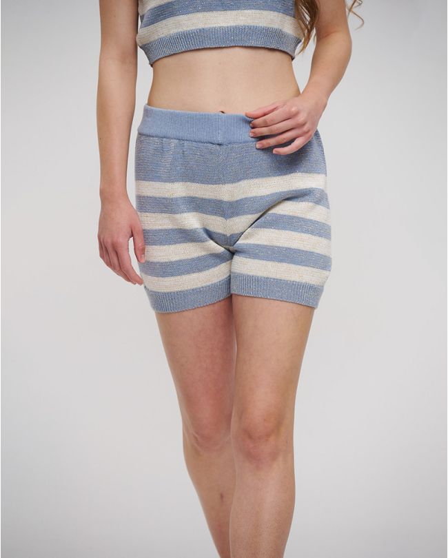 SHORTS IN GREY/WHITE COLOR WITH STRIPES M/L (98% COTTON 2% LUREX)