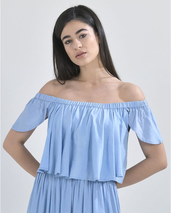 ΤΟΠΑΚΙ  OFF SHOULDER ΓΑΛΑΖΙΟ ΜΕ ΚΕΝΤΗΜΑ(S/M)