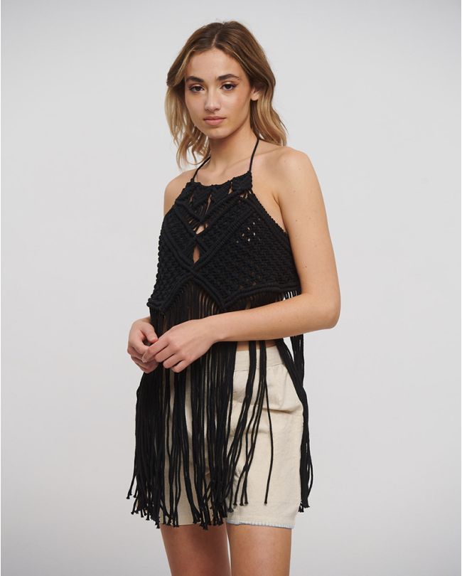 MACRAME TOP IN BLACK COLOR ONE SIZE (100% COTTON)