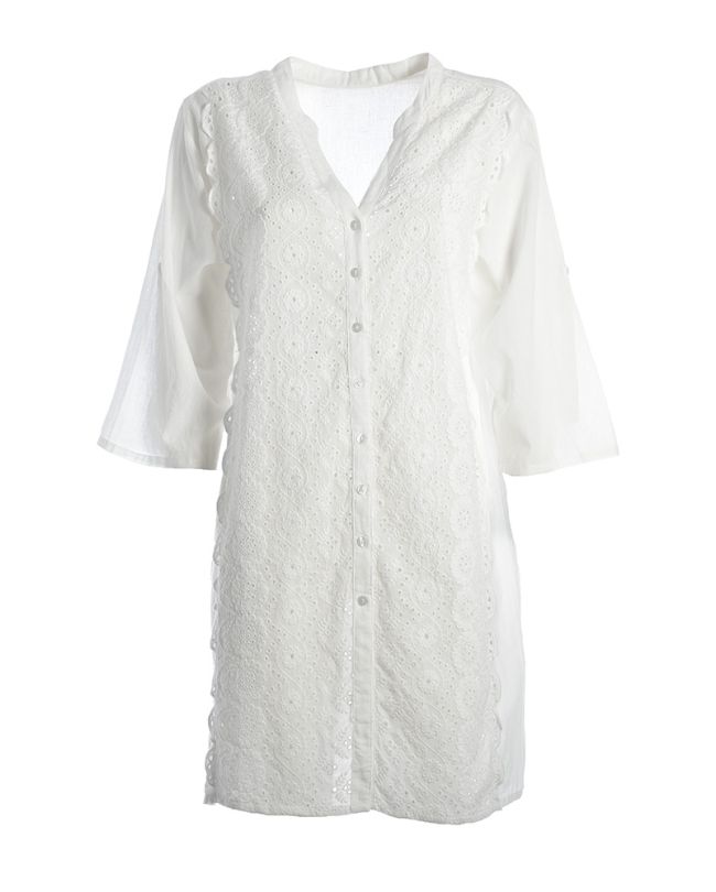 ΠΟΥΚΑΜΙΣΑ/TUNIC ΚΙΠΟΥΡ ΣΕ ΛΕΥΚΟ ΧΡΩΜΑ ONE SIZE (100% COTTON)