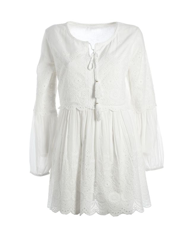 SHORT DRESS GUIPURE IN WHITE COLOR ONE SIZE (100% COTTON)