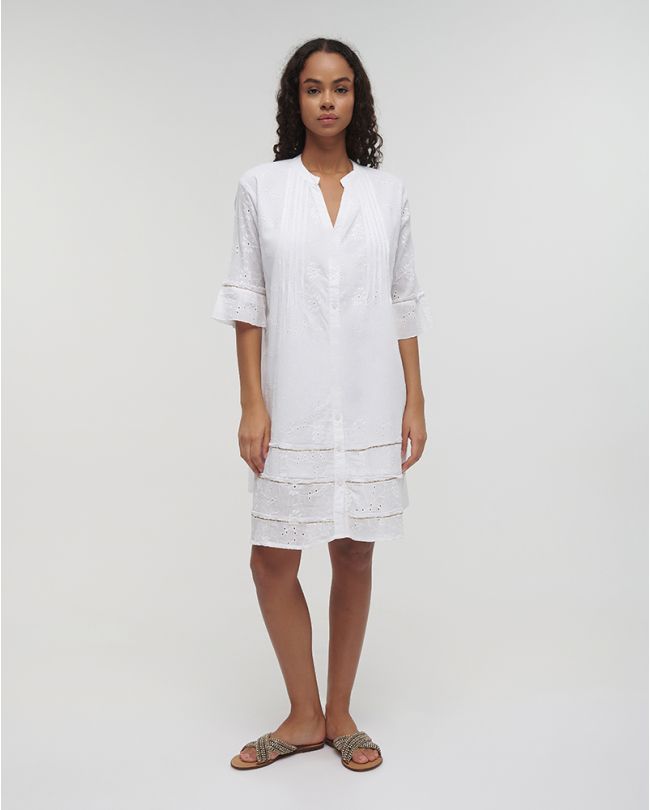 SHIRT/KAFTAN IN WHITE COLOR WITH LUREX ONE SIZE (100%COTTON)
