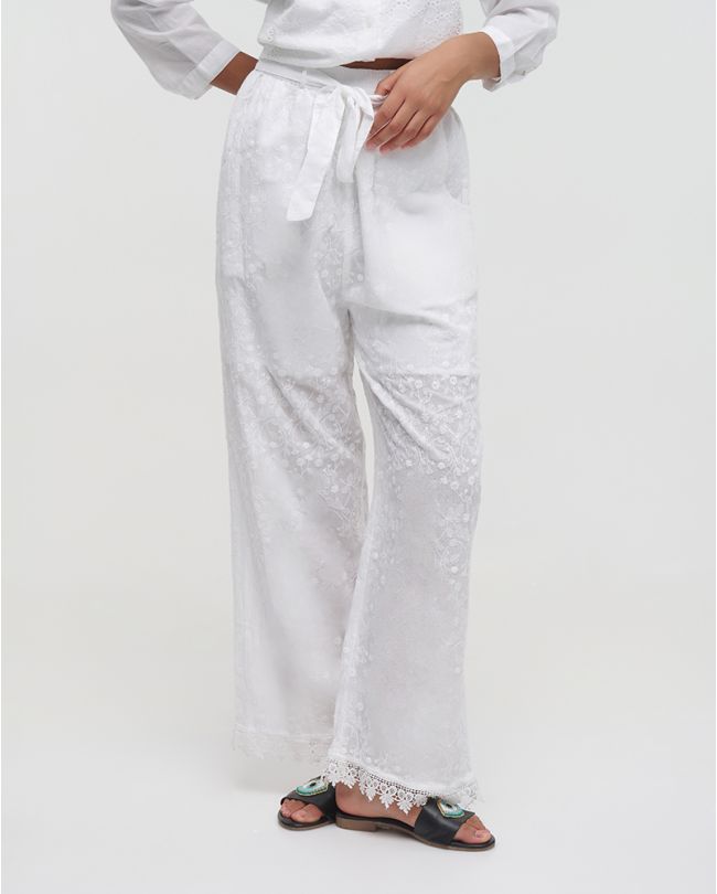 PANTS IN WHITE COLOR WITH LACE ONE SIZE (100%COTTON)