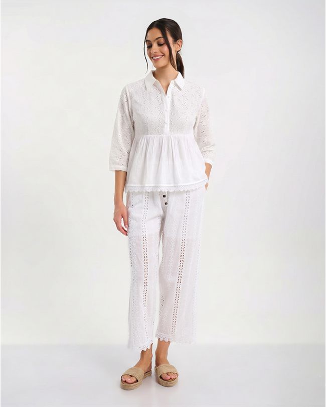 ΤΟΠ ΜΕ ΜΑΚΡΥ ΜΑΝΙΚΙ ΚΑΙ ΓΙΑΚΑ ΣΕ ΛΕΥΚΟ ONE SIZE (100% COTTON)