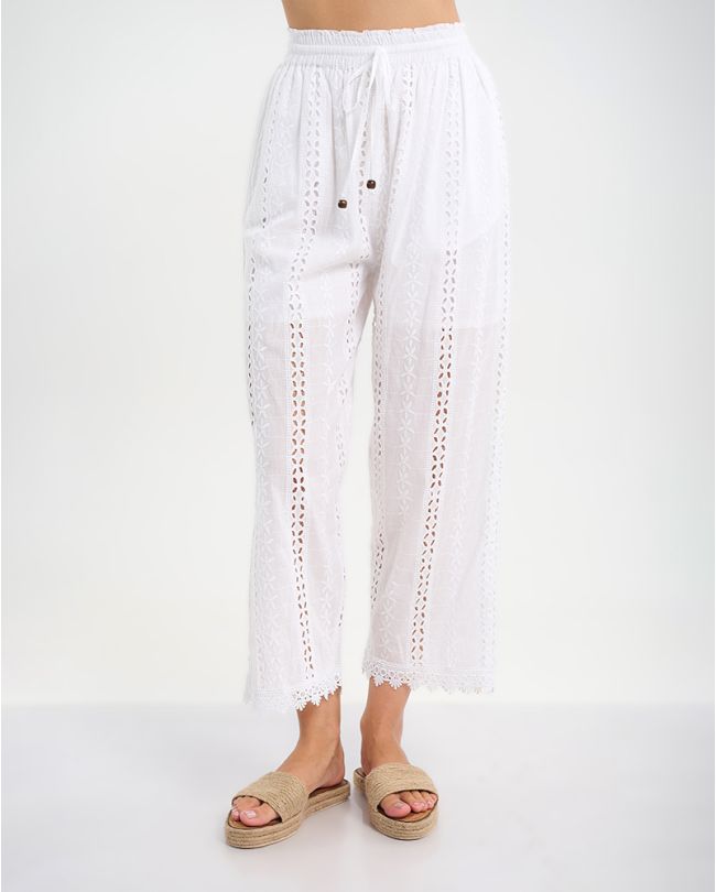 ΠΑΝΤΕΛΟΝΑ ΣΕ ΛΕΥΚΟ ΧΡΩΜΑ ΜΕ ΔΙΑΚΟΣΜΗΤΙΚΑ ΦΟΥΝΤΑΚΙΑ ONE SIZE (100% COTTON)