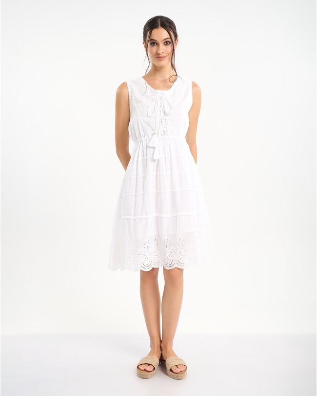 ΦΟΡΕΜΑ ΣΕ ΛΕΥΚΟ ΧΡΩΜΑ ΜΕ ΛΟΥΛΟΥΔΙΑ ΣΤΟ ΤΕΛΟΣ ONE SIZE (100% COTTON)