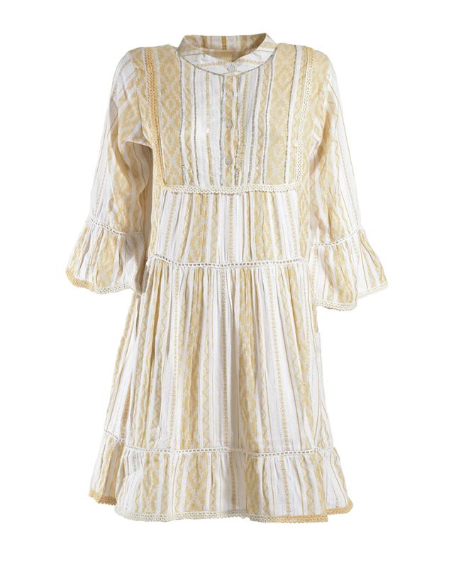 KAFTAN IN WHITE/GOLDEN COLOR ONE SIZE (100% COTTON)