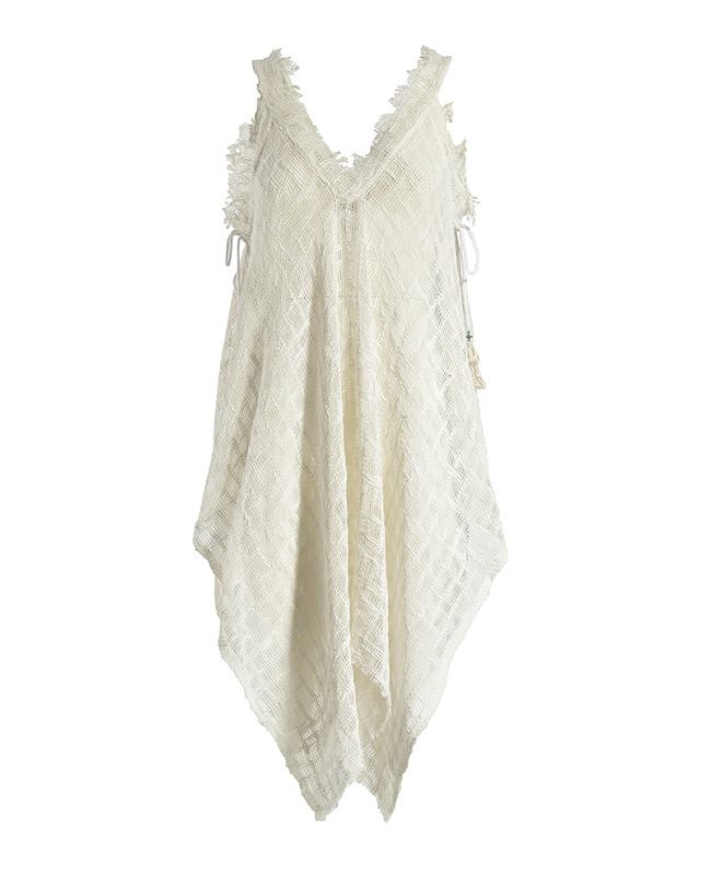 SLEEVELESS DRESS IN ECRU COLOR ONE SIZE (100% COTTON)