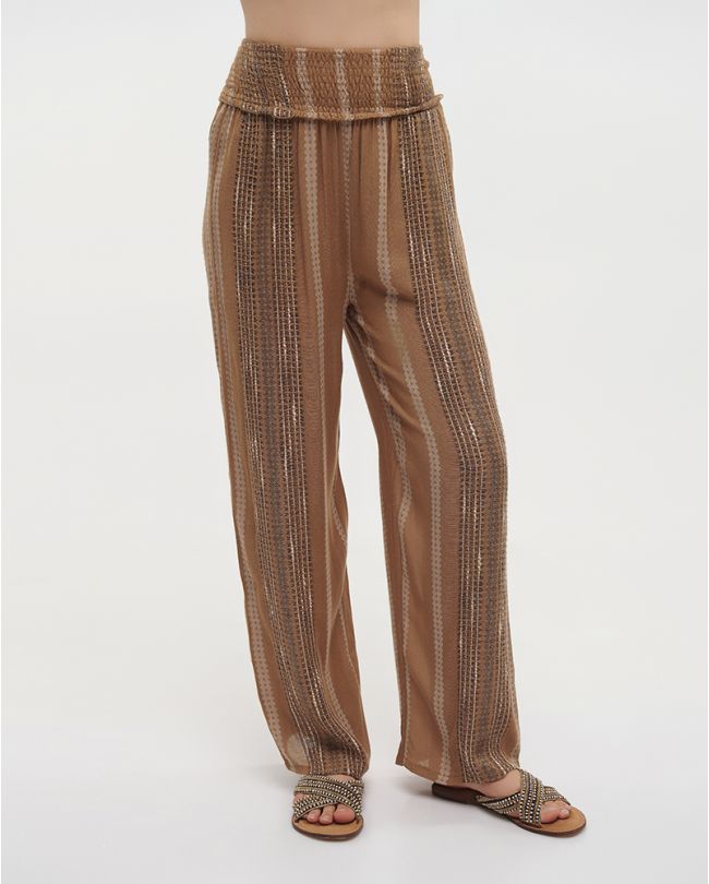 PANTS IN BROWN COLOR WITH BEIGE DETAILS ONE SIZE (100%COTTON)