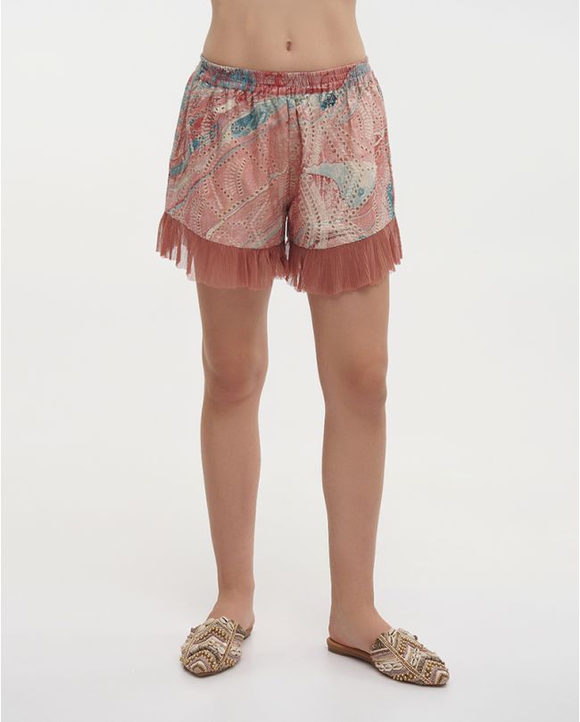 SHORTS IN BLUE/BORDEAUX COLOR ONE SIZE (100%COTTON)