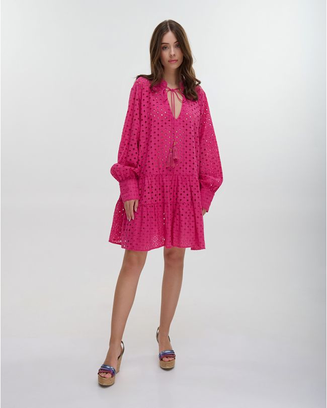 DRESS/KAFTAN IN FUCSHIA COLOR ONE SIZE (100% COTTON)