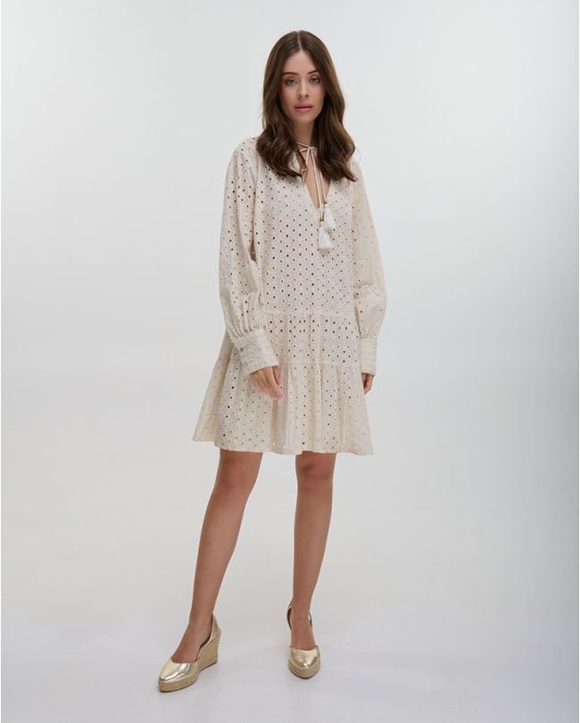 DRESS/KAFTAN IN ECRU COLOR ONE SIZE (100% COTTON)