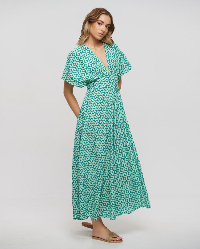 ΦΟΡΕΜΑ ΜΑΚΡΥ ΠΡΑΣΙΝΟ/ΛΕΥΚΟ ONE SIZE (100% COTTON)