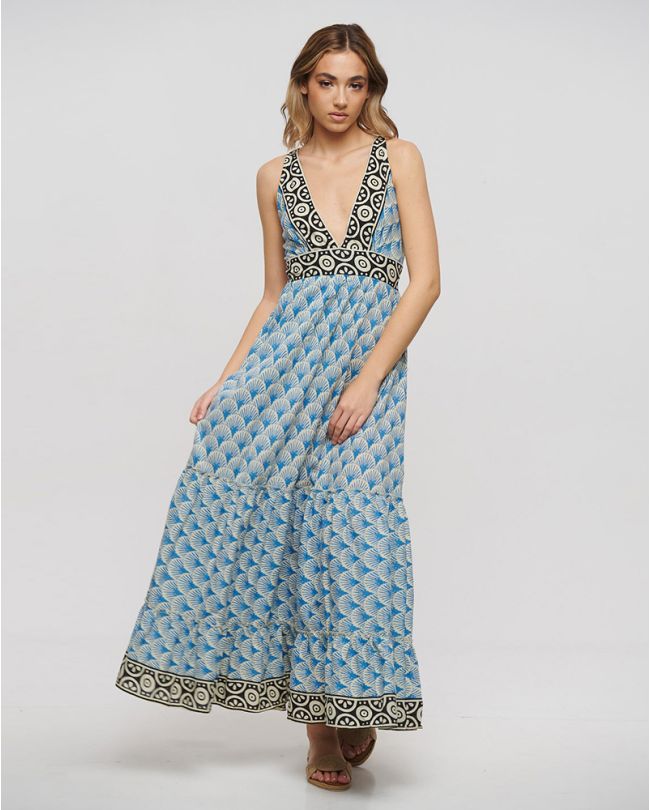 ΦΟΡΕΜΑ ΜΑΚΡΥ ΑΜΑΝΙΚΟ ΜΠΛΕ/ΛΕΥΚΟ ONE SIZE (100% COTTON)