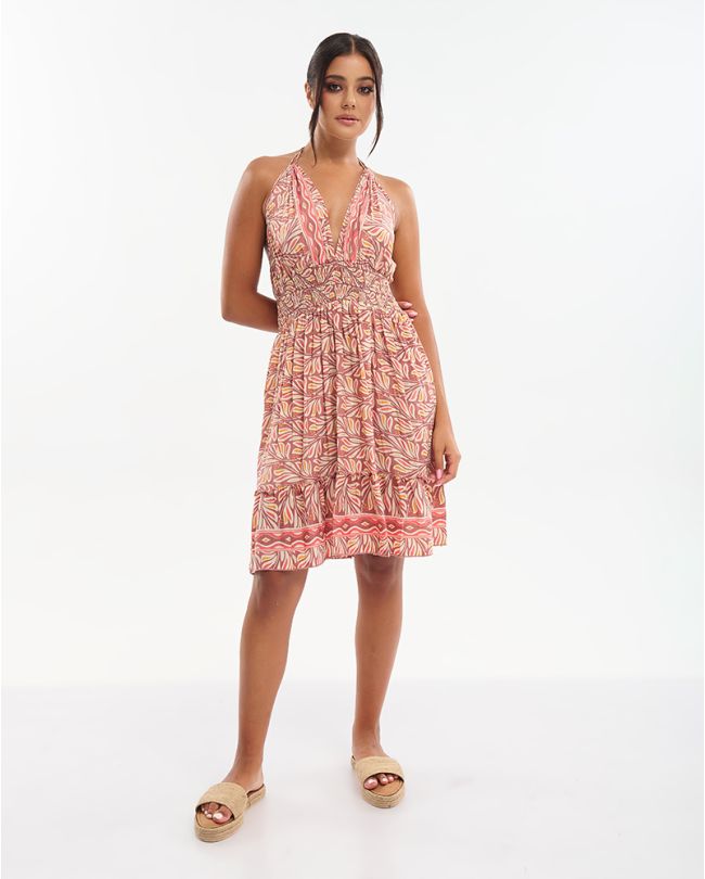 ΚΟΝΤΟ ΦΟΡΕΜΑ ΚΟΚΚΙΝΟ/ΛΕΥΚΟ  ONE SIZE (70% SILK 30% POLYESTER)