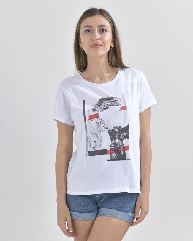 WHITE T-SHIRT 'WINGED VICTORY OF SAMOTHRACE' IN LARGE/XLARGE SIZE (100% COTTON)