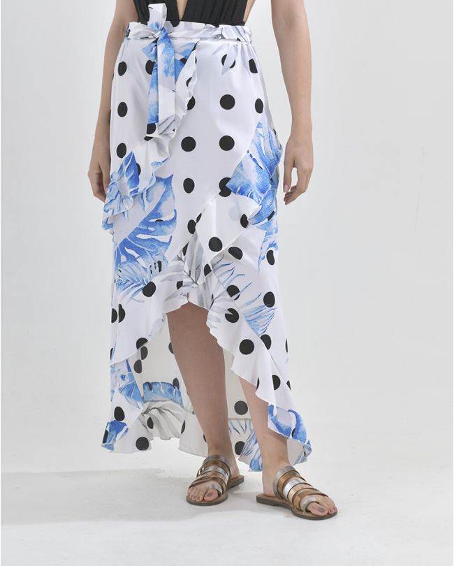 ΦΟΥΣΤΑ ΛΕΥΚΗ ΜΕ ΜΠΛΕ ΦΥΛΛΑ  ONE SIZE