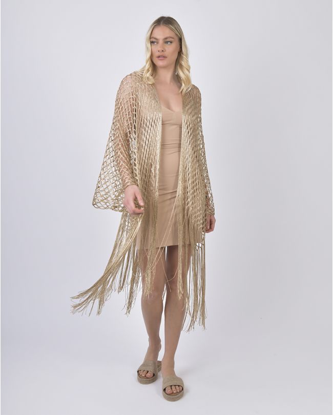 MESH KIMONO IN GOLD COLOR  ONE SIZE (100% POLYESTER)