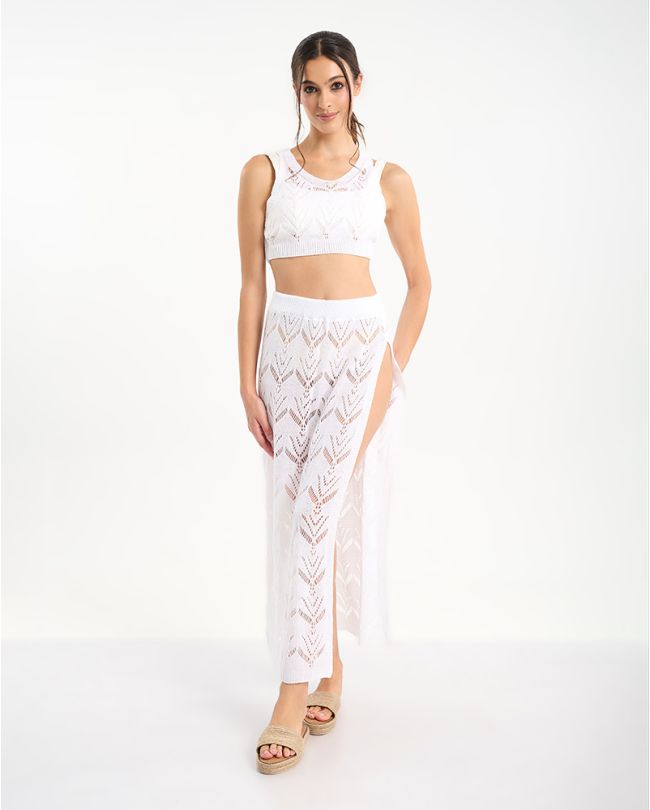 S/2 ΤΟΠ ΚΑΙ ΦΟΥΣΤΑ ΜΑΚΡΙΑ ΣΕ ΛΕΥΚΟ ΧΡΩΜΑ ONE SIZE (100% VISCOSE)