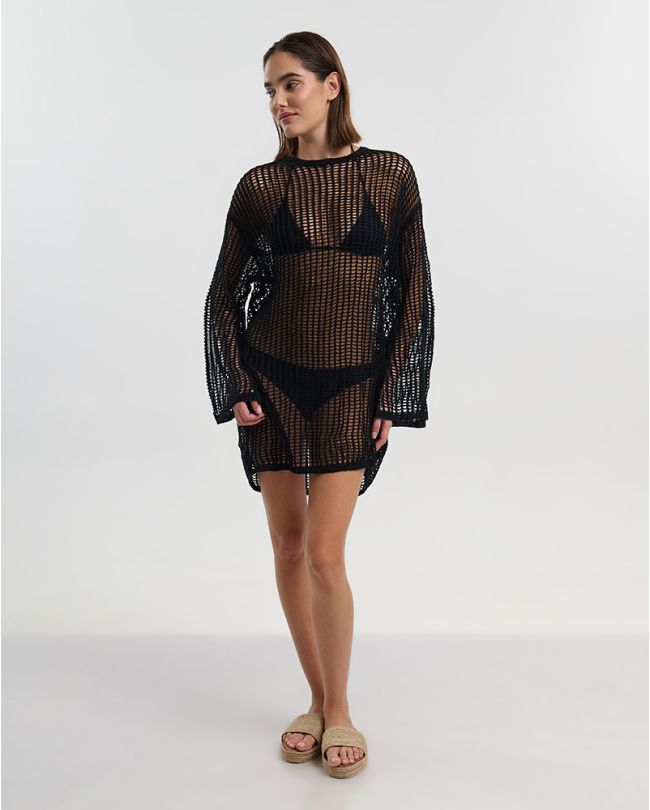 ΦΟΡΕΜΑ ΚΟΝΤΟ ΜΕ ΜΑΚΡΥ ΜΑΝΙΚΙ ΣΕ ΜΑΥΡΟ ΧΡΩΜΑ ONE SIZE (100% VISCOSE)