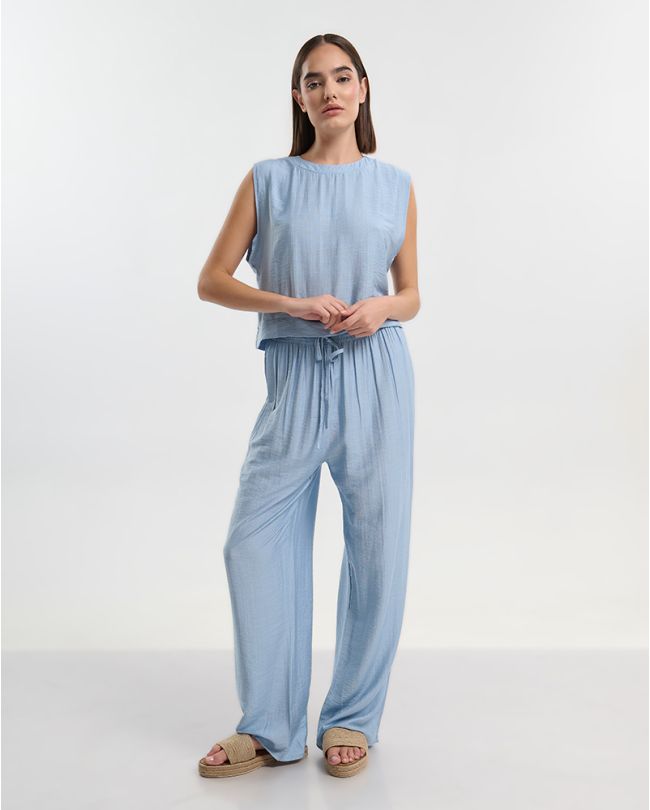 S/2 ΤΟΠ ΚΑΙ ΠΑΝΤΕΛΟΝΙ ΣΕ ΑΠΑΛΟ ΜΠΛΕ ΧΡΩΜΑ ONE SIZE (70% COTTON, 30% NYLON)