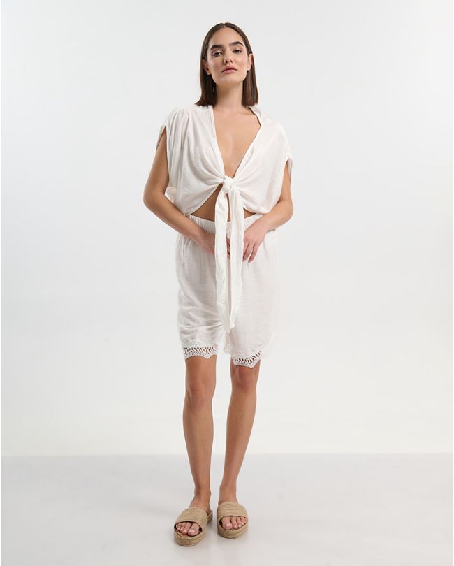 S/2 ΔΕΤΟ ΤΟΠ ΚΑΙ ΣΟΡΤΣ ΣΕ ΛΕΥΚΟ ΧΡΩΜΑ ONE SIZE (70% COTTON, 30% NYLON)