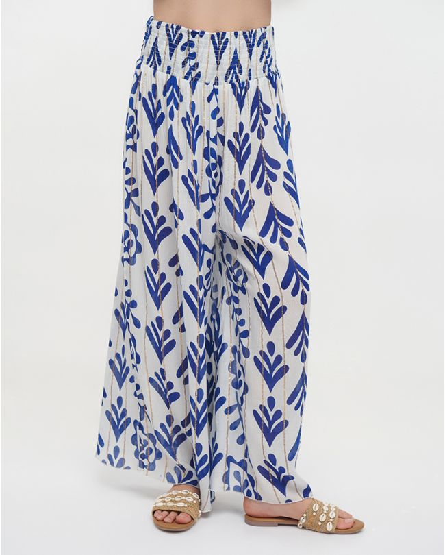 PANTS IN WHITE/BLUE COLOR WITH LUREX ONE SIZE (100% VISCOSE)