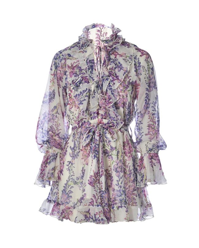 ΦΟΡΕΜΑ ΚΟΝΤΟ ΜΕ ΡΟΖ ΜΩΒ ΛΟΥΛΟΥΔΙΑ M/L (POLYESTER CHIFFON)