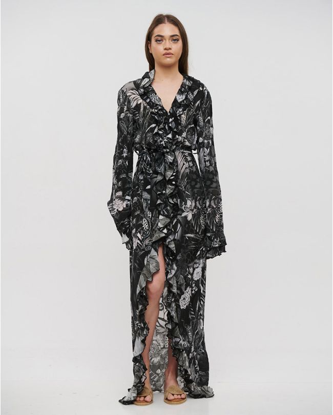 ΦΟΡΕΜΑ ΑΣΥΜΜΕΤΡΟ ΑΣΠΡΟΜΑΥΡΟ S/M (VISCOSE CREPE)