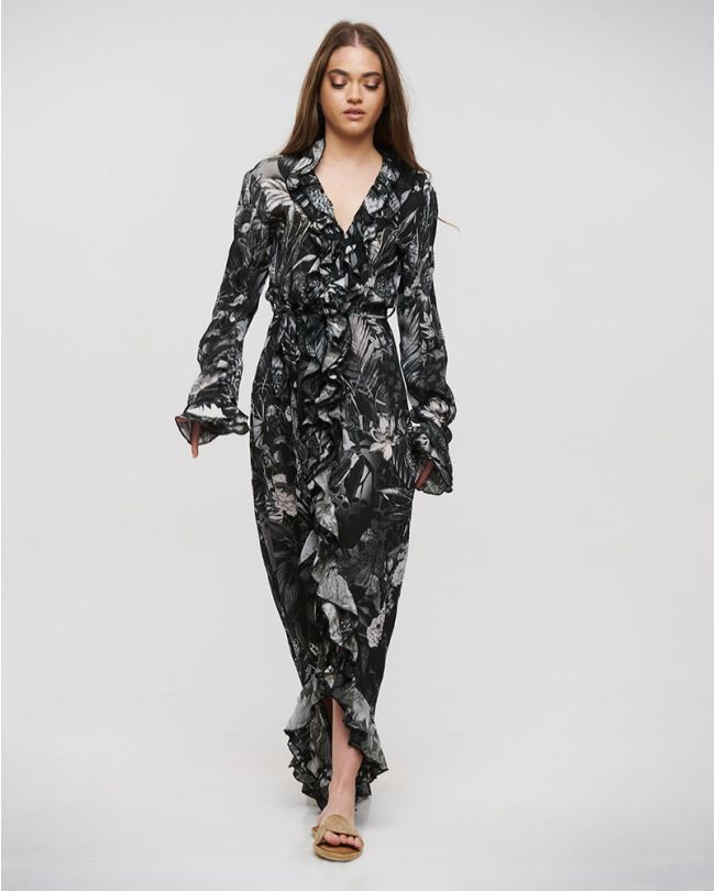 ΦΟΡΕΜΑ ΑΣΥΜΜΕΤΡΟ ΑΣΠΡΟΜΑΥΡΟ M/L (VISCOSE CREPE)