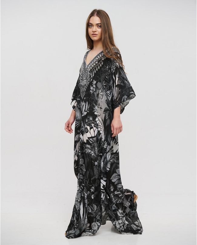 ΚΑΦΤΑΝΙ/ΦΟΡΕΜΑ ΜΑΚΡΥ ΑΣΠΡΟΜΑΥΡΟ S/M (VISCOSE CREPE)