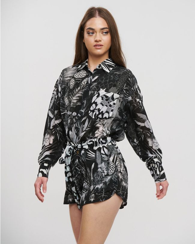 ΠΟΥΚΑΜΙΣΟ ΚΟΝΤΟ ΑΣΠΡΟΜΑΥΡΟ S/M (VISCOSE CREPE)