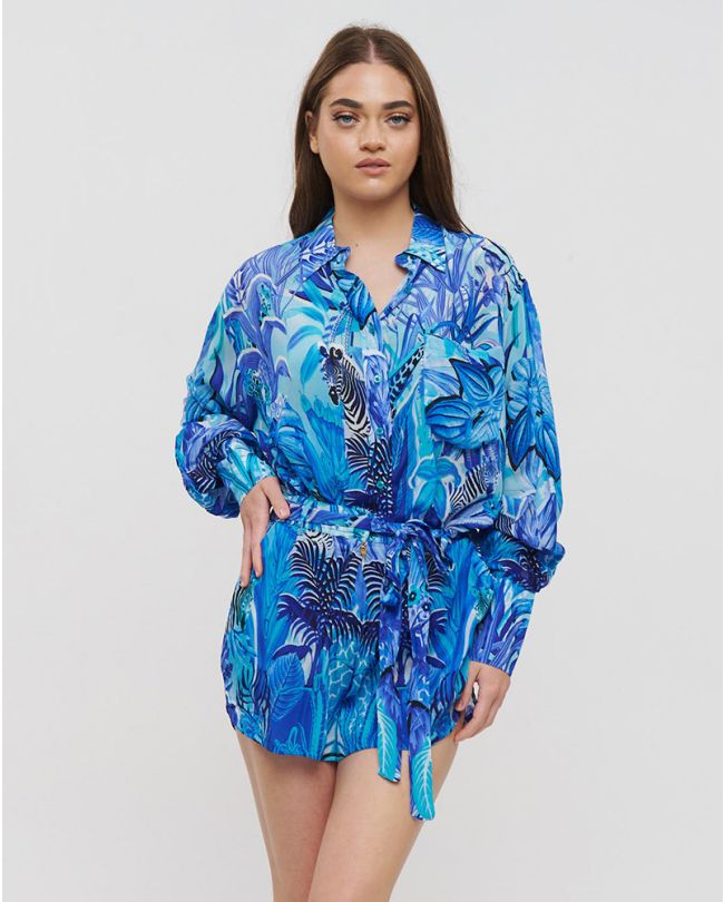 ΠΟΥΚΑΜΙΣΟ ΚΟΝΤΟ ΜΠΛΕ/ΤΥΡΚΟΥΑΖ S/M (VISCOSE CREPE)