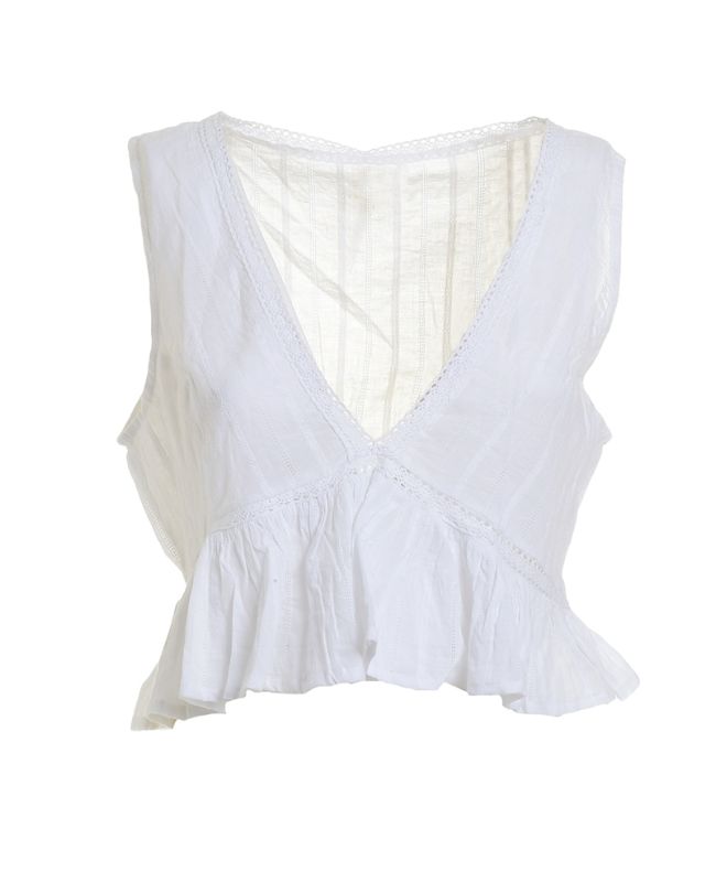 ΤΟΠ KONTO ΣΕ ΛΕΥΚΟ ΧΡΩΜΑ ME KENTHMA ΟΝΕ ΣΙΖΕ (100% COTTON)