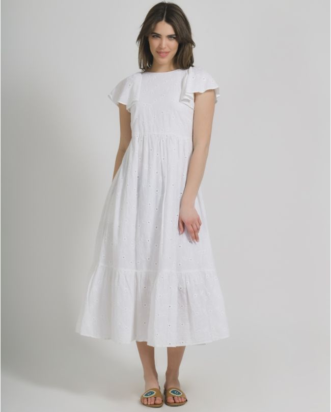ΦΟΡΕΜΑ ΜΑΚΡΥ ΣΕ ΛΕΥΚΟ ΧΡΩΜΑ ΜΕ ΑΝΟΙΓΜΑ ΣΤΗ ΠΛΑΤΗ ΟΝΕ SIZE (100% COTTON)