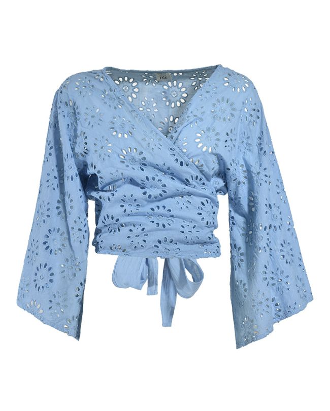 CROP WRAP TOP KIPPUR IN BLUE COLOR ONE SIZE (100% COTTON)