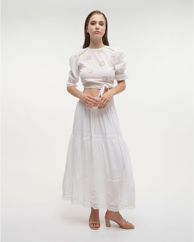 LONG SKIRT IN WHITE COLOR ONE SIZE (100% COTTON)