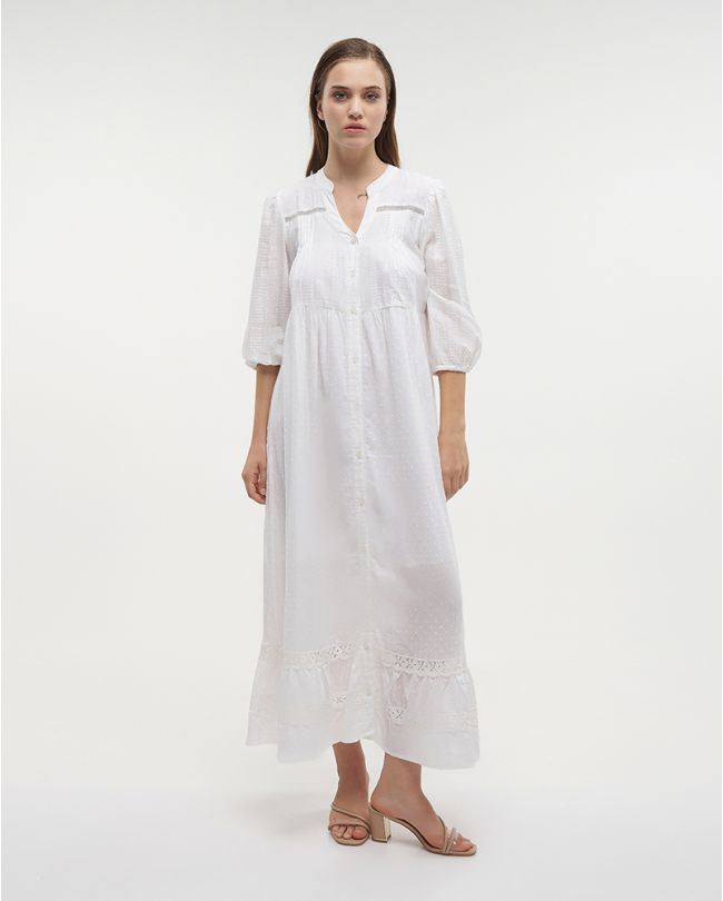 ΦΟΡΕΜΑ ΜΑΚΡΥ ΜΕ 3/4 ΜΑΝΙΚΙ ΛΕΥΚΟ ONE SIZE (100% COTTON).