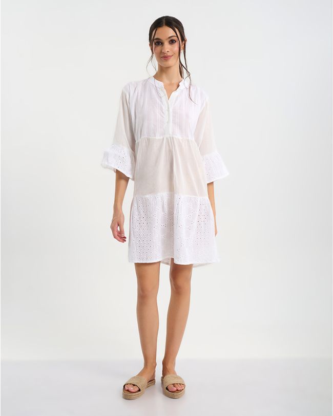 ΦΟΡΕΜΑ ΚΟΝΤΟ ΜΕ ΛΕΠΤΟΜΕΡΕΙΕΣ ΜΕ ΚΟΥΜΠΙΑ ΚΑΙ ΚΕΝΤΗΜΑΤΑ ONE SIZE ( 100% COTTON)