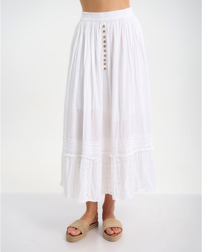 ΦΟΥΣΤΑ ΜΑΚΡΙΑ ΣΕ ΛΕΥΚΟ ΜΕ ΜΠΕΖ ΚΟΥΜΠΙΑ ONE SIZE (100% COTTON)