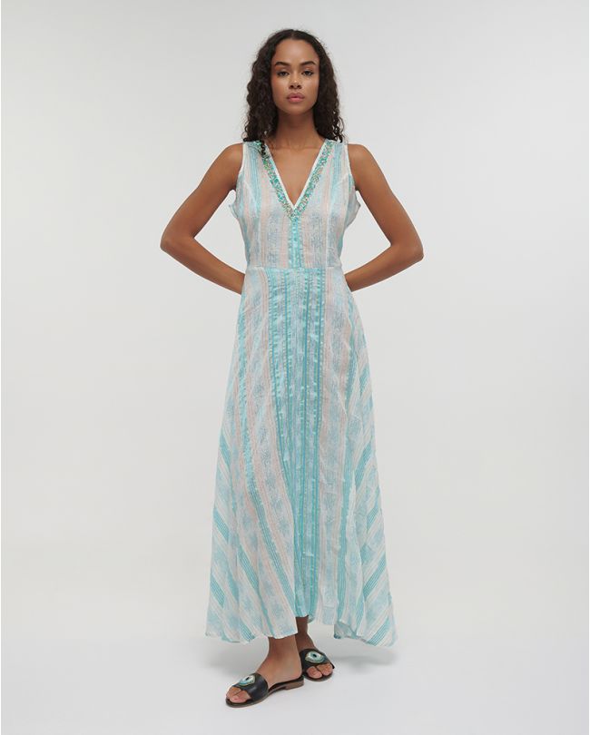 ΦΟΡΕΜΑ ΜΑΚΡΥ ΑΜΑΝΙΚΟ ΛΕΥΚΟ/ΜΠΛΕ L/XL (100% COTTON)