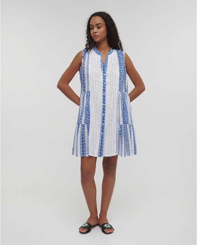 ΠΟΥΚΑΜΙΣΑ ΚΟΝΤΗ AMANIKH ΜΠΛΕ/ΛΕΥΚΗ ONE SIZE (100% COTTON)