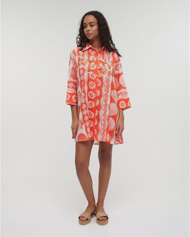 SHIRT 3/4 IN RED/WHITE COLOR M/L (100% COTTON)