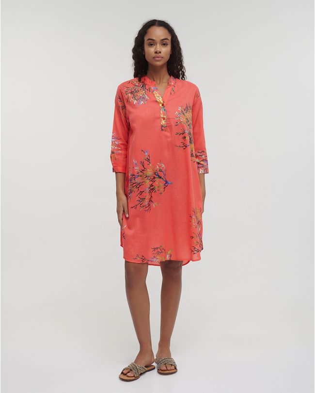 SHORT DRESS IN RED COLOR ONE SIZE (100% COTTON)