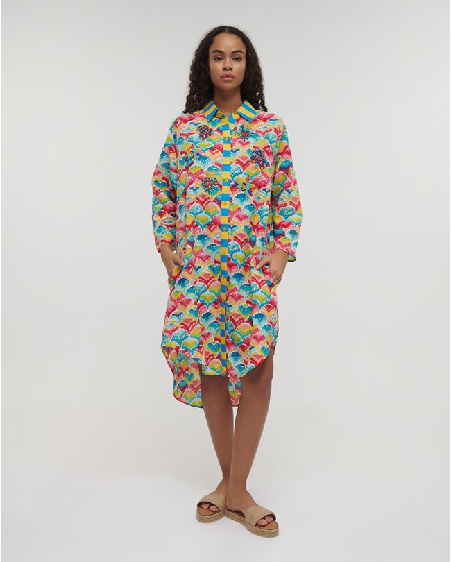 MIDI SHIRT IN RED COLOR ONE SIZE (100% COTTON)